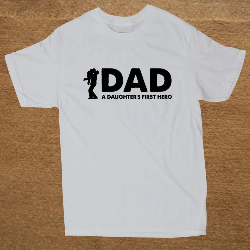

Dad A Daughters First Hero Father Daddy Funny T Shirt Tshirt Men Cotton Short Sleeve T-shirt Top Tees