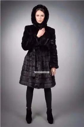 Зимнее женское пальто, пальто из искусственного меха, зимнее новое пальто из искусственного кроличьего меха с капюшоном, корейский свитер с капюшоном, пальто из искусственного меха - Цвет: black