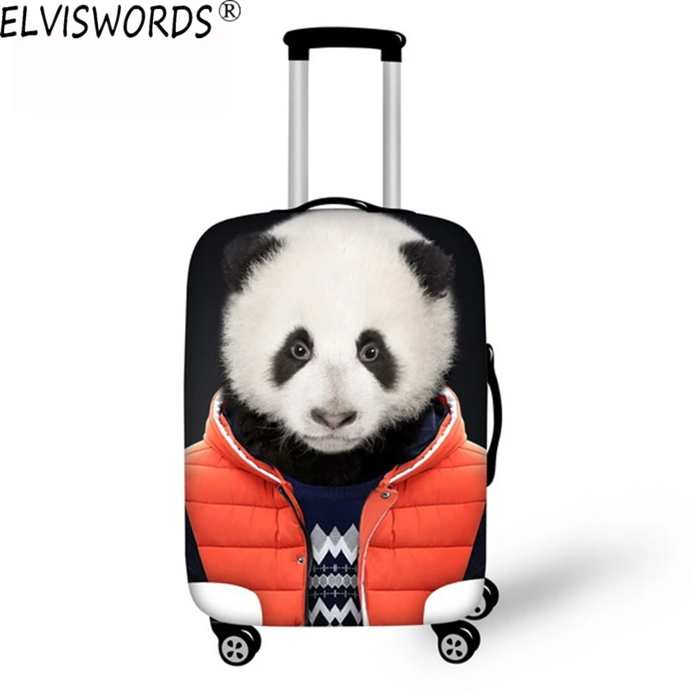 Image ELVISWORDS Designer 3D Animal Thick Travel Luggage Cover Panda Tiger Waterproof Luggage Covers Luggage For 18 30 Inch Suitcases