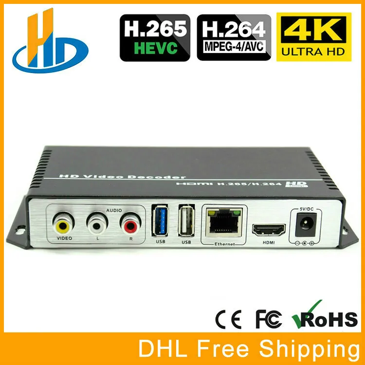H.265 H.264 Ultra HD 4K Video Audio Decoder IP Streaming Decoder IP To HDMI + CVBS AV Support 4K Output For Decoding Encoder