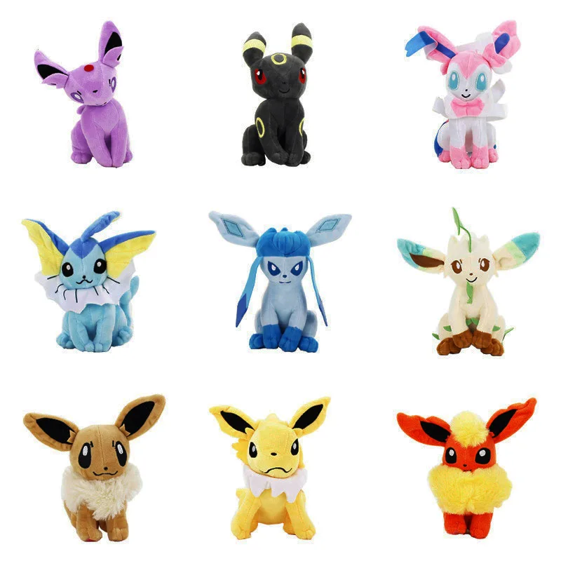 9 стилей 20 см Sit Eevee Sylveon зеркаon Flareon Umbreon Ice Eon Jolteon Vaporeon Leafeon мягкие животные плюшевые