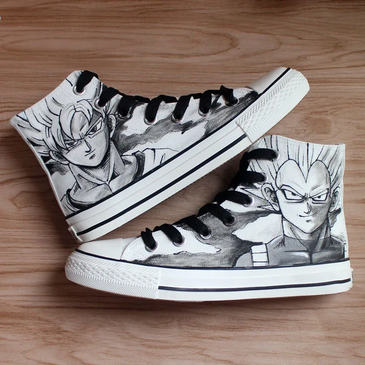 

Dragon Ball Hand Painted Canvas Shoes Cool Saiyan Son Goku Graffiti Cos Boots for Halloween Party Student Vulcanize Shoes A51410