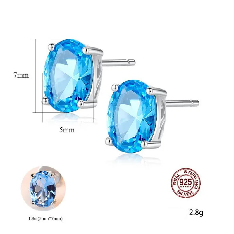 1,8 карат Овальный небесно-голубой топаз кулон ожерелье серьги набор 925 пробы серебряные Ювелирные наборы для женщин Свадебные подарки для помолвки