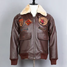 AVIREX FLY модная мотоциклетная куртка с меховым воротником ВВС натуральная кожаная куртка мужская воловья кожа G1 куртка-бомбер свободное зимнее пальто