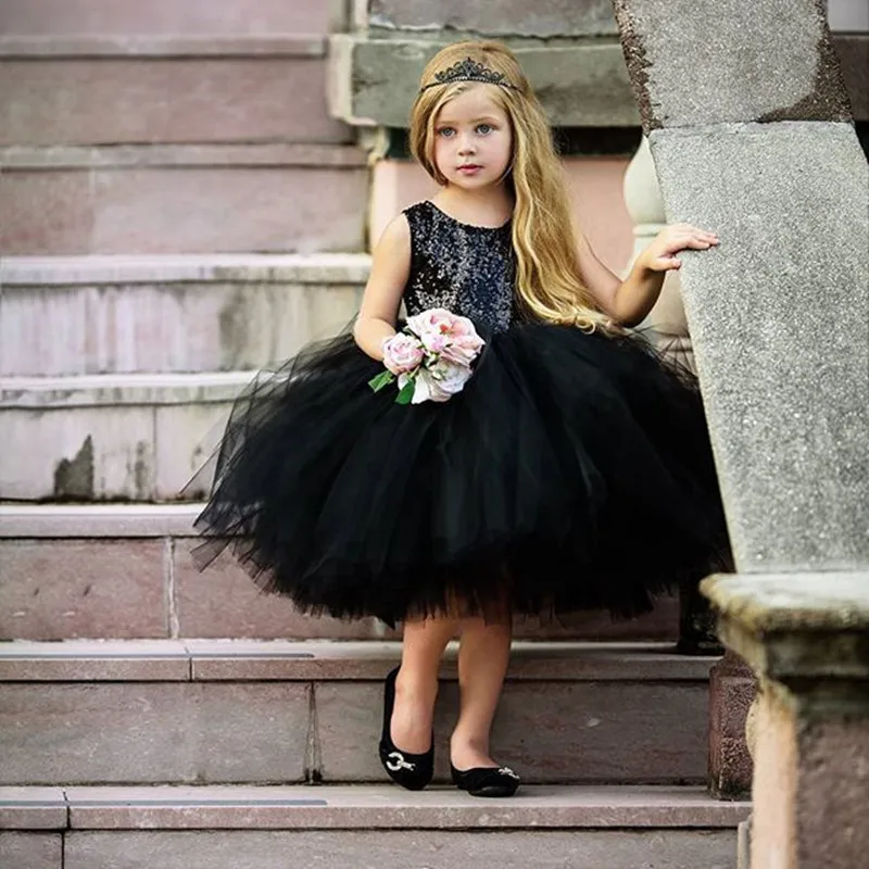 

Girls Princess Birthday Party Dress Kids Baby Wedding Dress Summer Sleeveles Sequins For Girl Tutu Dress Children's Clothing