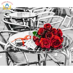 Цветы розы картины по номерам плакаты и принты холст живопись на стену домашний декор diy акриловые краски для рисования WM390