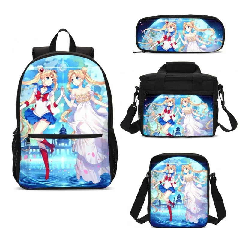 4 stks/set Portfolio Schooltassen Voor Meisjes Anime Cartoon Sailor Moon 3D Printing Rugzakken Ice Bag Kids Boekentas Mochila Escolar 4 stks/set Portfolio Schooltassen Voor Meisjes Anime Cartoon Sailor Moon 3D Printing Rugzakken Ice Bag Kids Boekentas Mochila Escolar