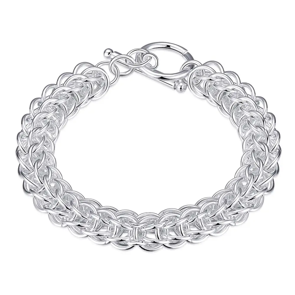 

2018 Trendy Silver Bracelet Elegant Real 925 Sterling Silver Bracelets Woman Party Fine Jewelry Round Silver Chain Bracelet GIFT