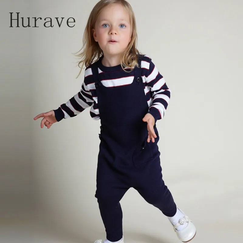 

Hurave autumn 2018 baby girl overalls pants children overalls girl boy jumpsuits baby cute knitted overalls kids clothes pants