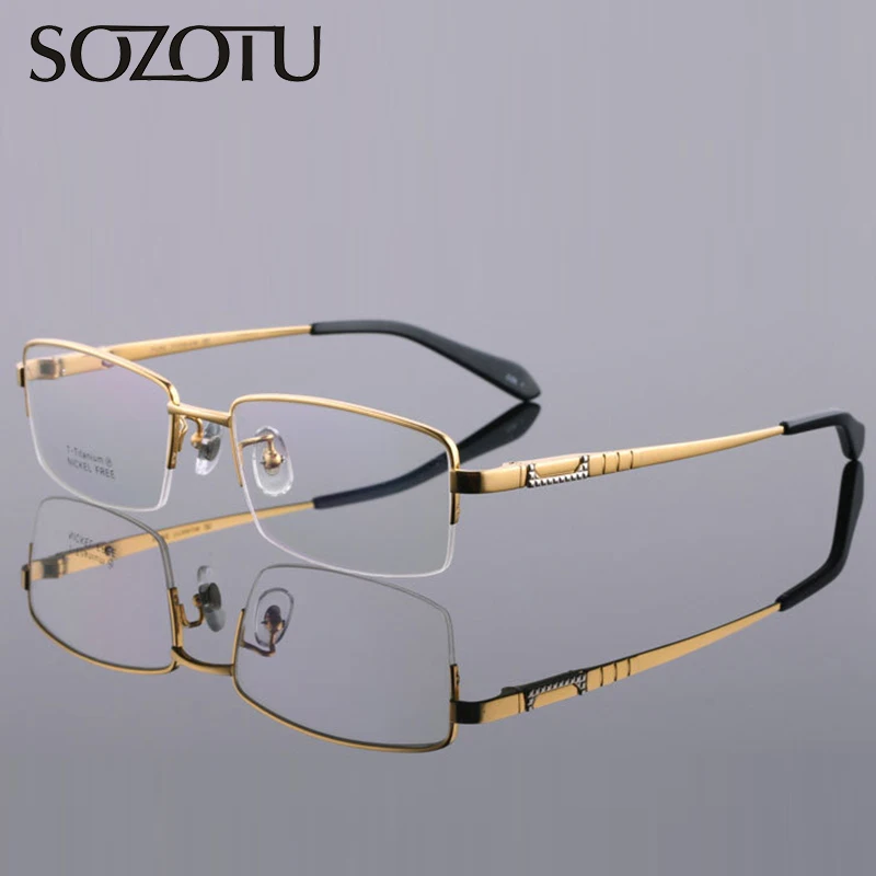

Pure Titanium Spectacle Frame Men Prescription Eyeglasses Computer Optical Clear Gold Eye Glasses Frame For Male Eyewear YQ279