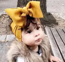 Tecido elástico crianças topo nó menina faixa de cabelo/ajustável grande arco turbante bandana/largo headwrap menina hairband acessórios para o cabelo