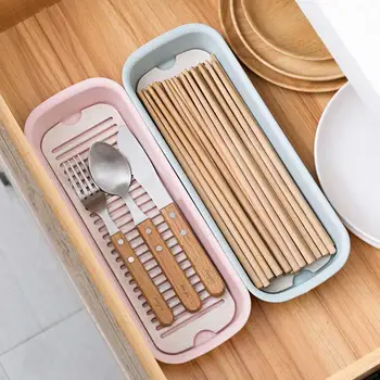 

2 Layers Kitchen Drain Chopsticks Cage Home Tableware Spoon Fork Storage Box Multifunctional Plastic Chopsticks Container Box