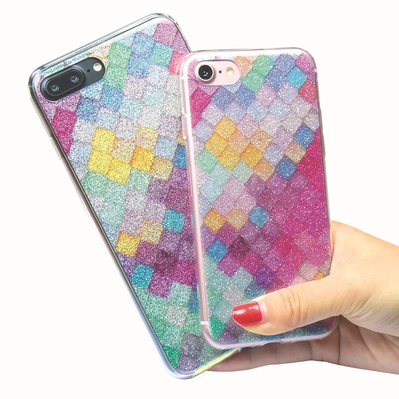 Luxury Bling Fish Scales Rhombus Plating Glitter Phone Cases For iPhone 7 6 6S Plus Case Protective Back Cover |