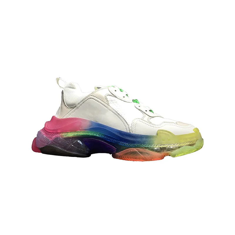 Pink Rainbow Color Track trainers mesh nylon Patchwork Women Sneakers Lace Up Sport Shoes Woman Clear Sole Platform Dad Sneakers