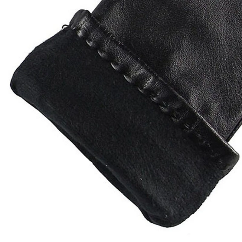 Распродажа Брендовые женские теплые кожаные перчатки зимние женские Натуральная кожаные перчатки Модные Наручные кружевные однотонные черные для вождения L122NQ