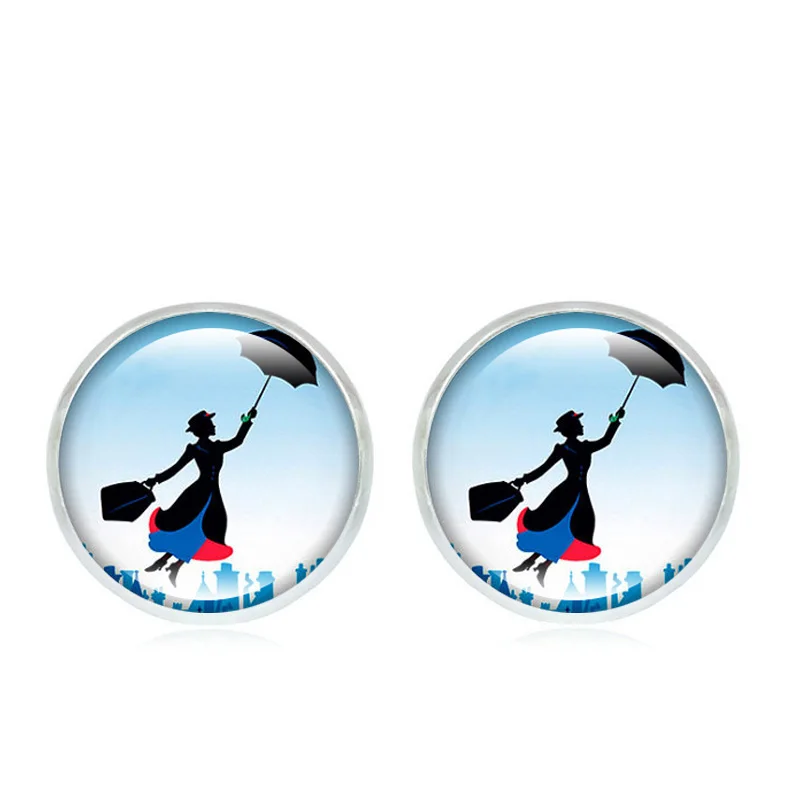 XUSHUI XJ Mary Poppins художественные стеклянные купольные серьги гвоздики модные