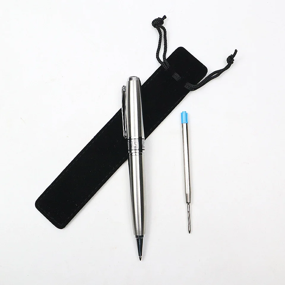 Высококачественная металлическая Роскошная шариковая ручка 0,7 мм, синие/черные чернила, Заправка для бизнес письма, офиса, школы, принадлежности, отправка 1 заправка - Цвет: Turn out style-Silve