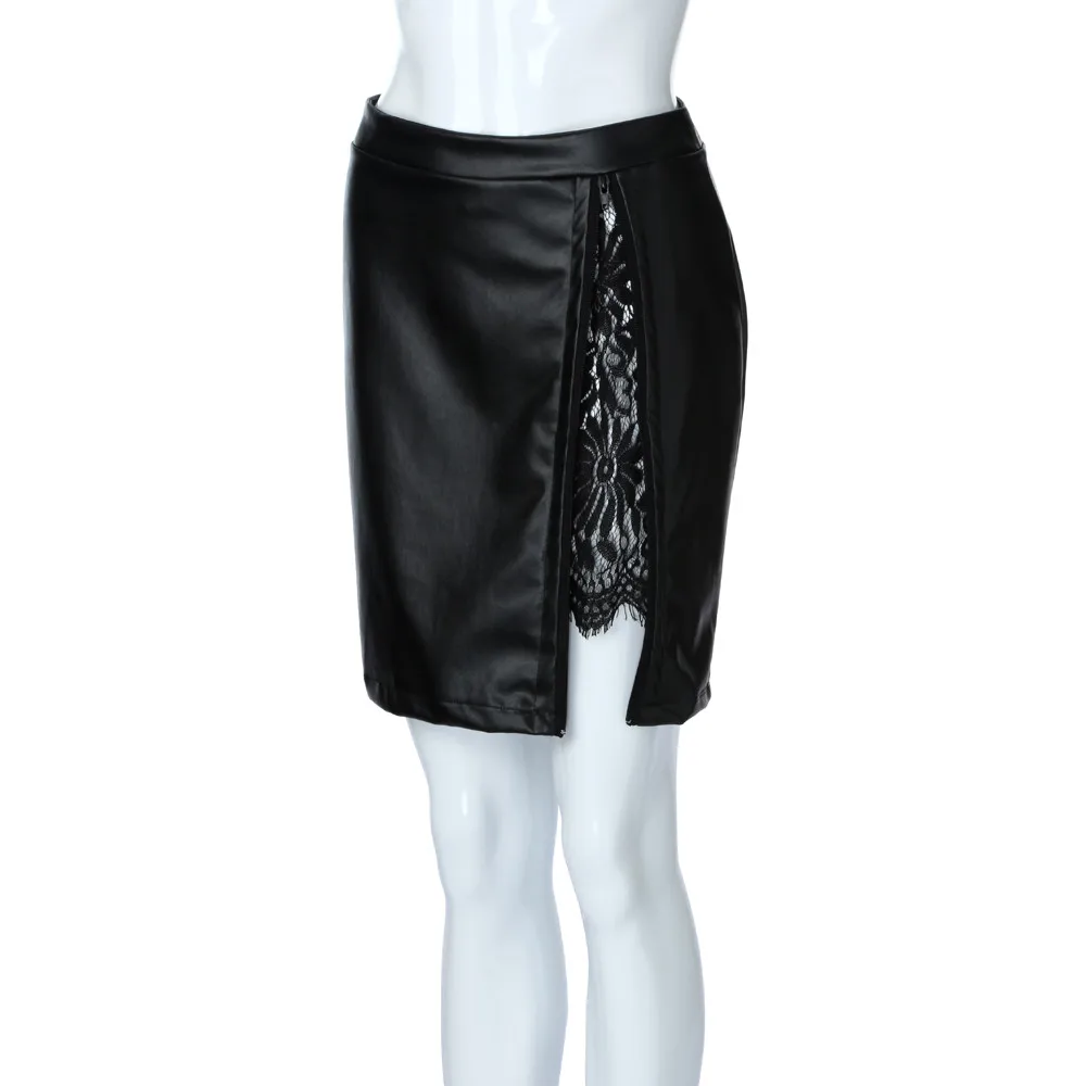 JAYCOSIN женская модная кожаная кружевная Униформа плиссированная юбка для девочек Повседневная Стильная однотонная юбка выше колена из искусственной кожи