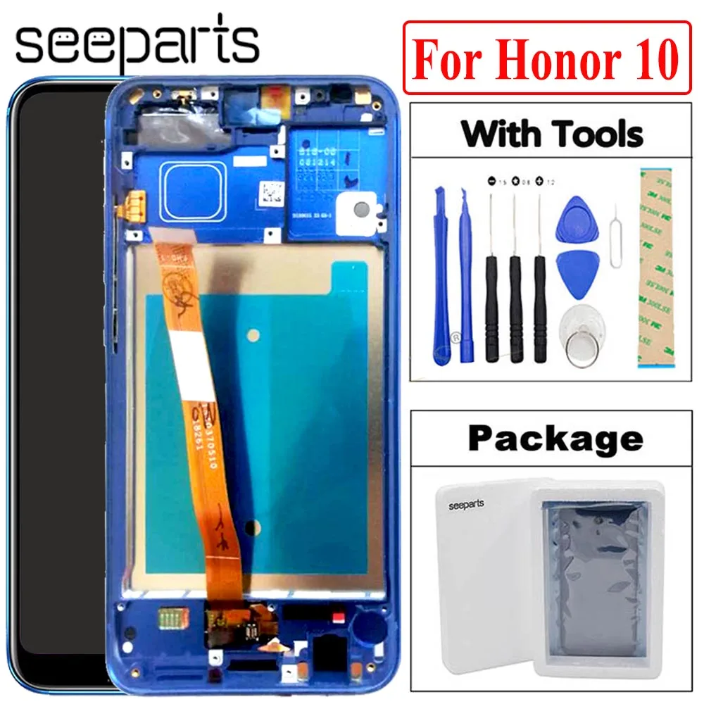 

Original 5.84"Huawei Honor 10 LCD Display+Touch Screen Digitizer Assembly With Fingerprint Replacement Parts Huawei Honor 10 LCD
