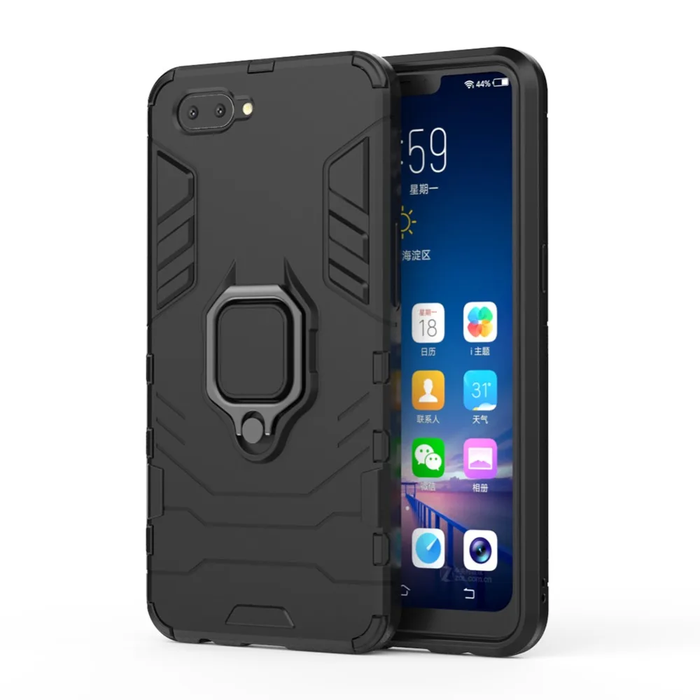 2 in1 3D Броня палец-Чехол-подставка с кольцом для OPPO A5 A3S ПК + ТПУ чехол-гибрид
