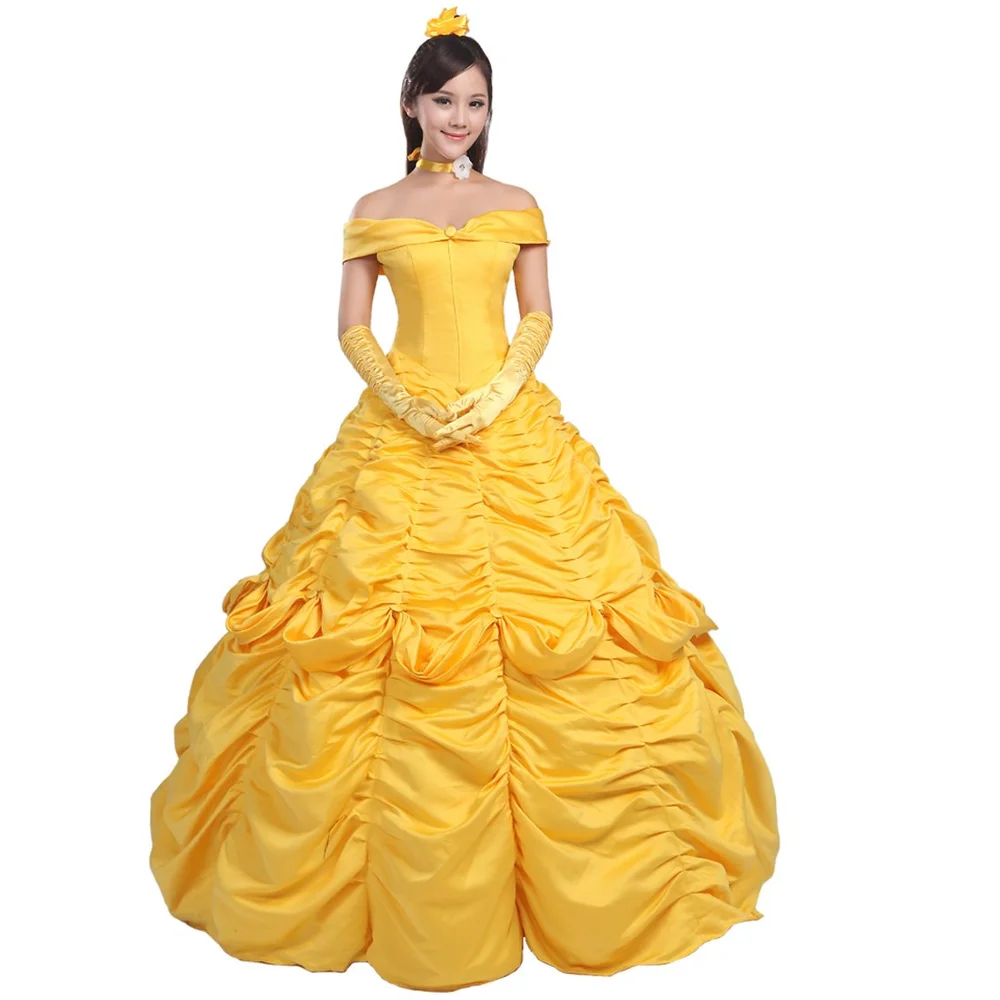

Beauty and the Beast Fancy Dress Cosplay Costumes princess belle adult women female Halloween fancy Costume Suit on sale