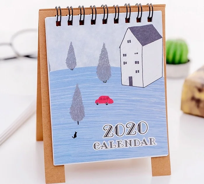 Hand Drawing Fresh Cartoon Mini Flamingo Desktop Paper Calendar dual Daily Scheduler Table Planner Yearly Agenda Organizer - Цвет: Светло-серый