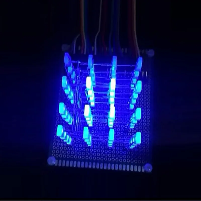 100 шт./лот 4X4X4 синий светодиодный Набор кубиков 3D LED набор для самостоятельной