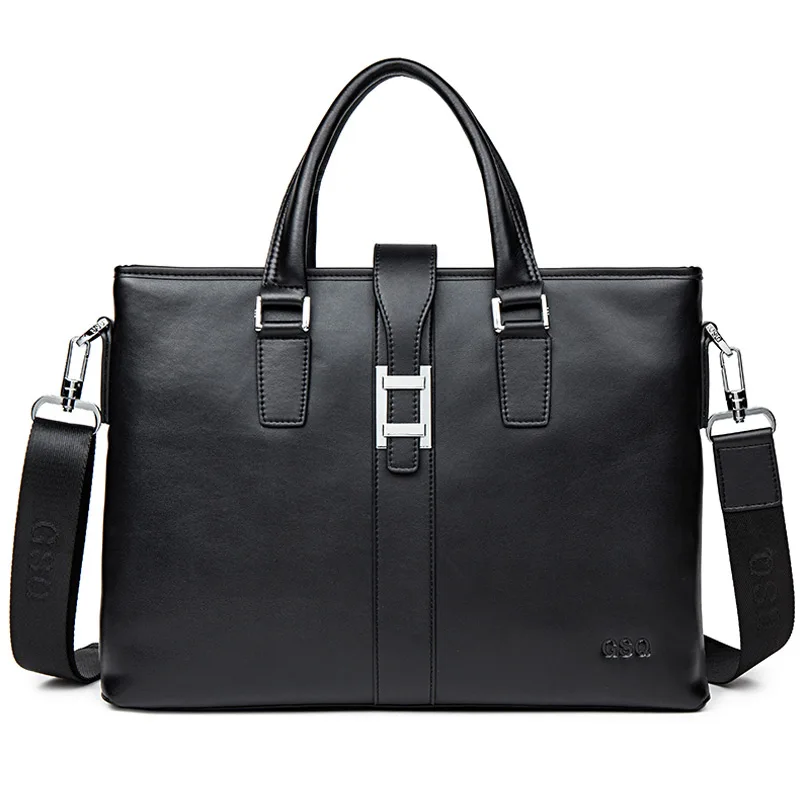 GSQ Genuine Leather Men Handbag Classic High Quality Leather Bag Business Men Bag 14inch Laptop Briefcase Messenger Bag G139-1 new high quality leather men laptop briefcase bag 14 inch computer bags handbag business bag fashion laptop handbag for men