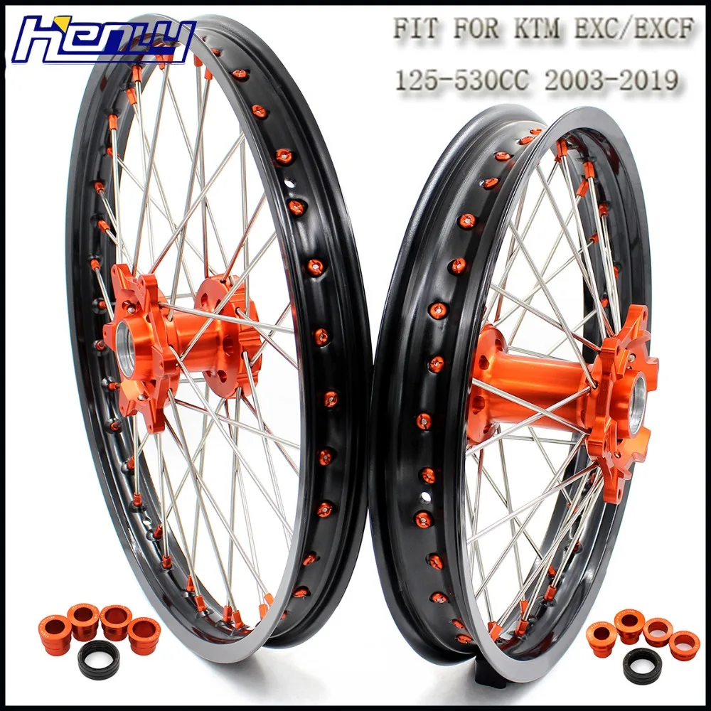 21/18 Motorcycle Rim Complete Enduro Spoked Wheels Set for KTM EXC EXCE