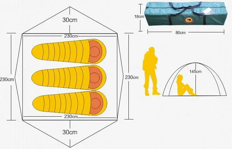 3-4 человека 230*230*145 см палатки для кемпинга водонепроницаемые автоматические двухслойные походные палатки для альпинизма на открытом воздухе с сумками для переноски онлайн