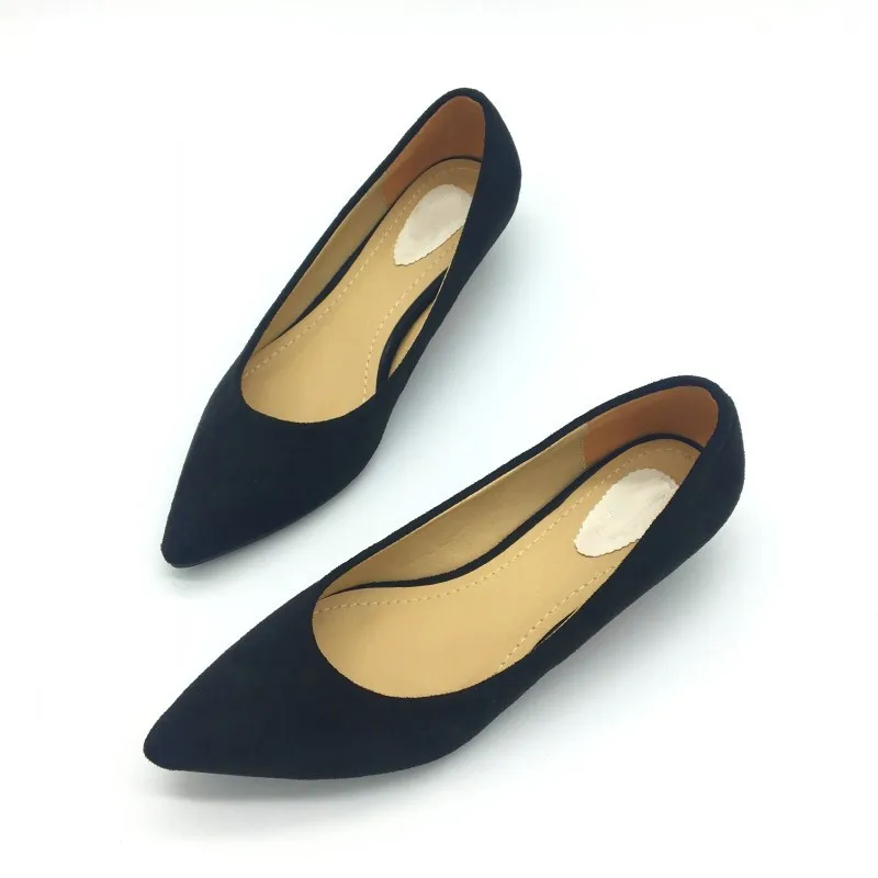CEYANEAO/пикантные женские туфли-лодочки на низком каблуке; сезон весна-осень; женские туфли-лодочки из флока без застежек; женские повседневные тонкие туфли - Цвет: black 2