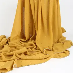 Блестящий Кристалл Мусульманские простой хиджаб мгновенные шали пузырь шифоновый длинный шарф Amira слипоны шарфы обертывания Женская
