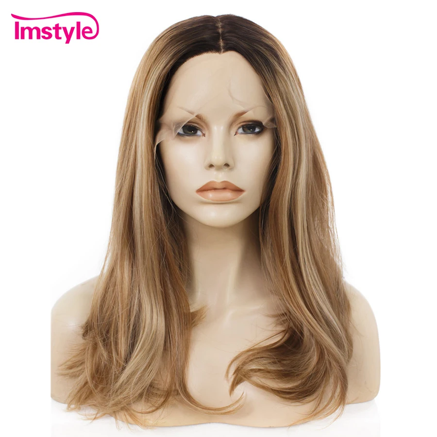 Imstyle Ombre коричневый парик жаропрочных волокно бесклеевой прямо химическое