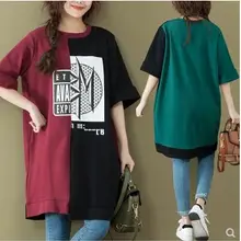 Летняя женская футболка с коротким рукавом и круглым вырезом размера плюс, женские свободные топы, женские футболки размера плюс, женские летние футболки