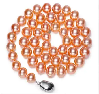 

Beautiful AAA 9-10 mm natural pink pearl necklace 18" 36"