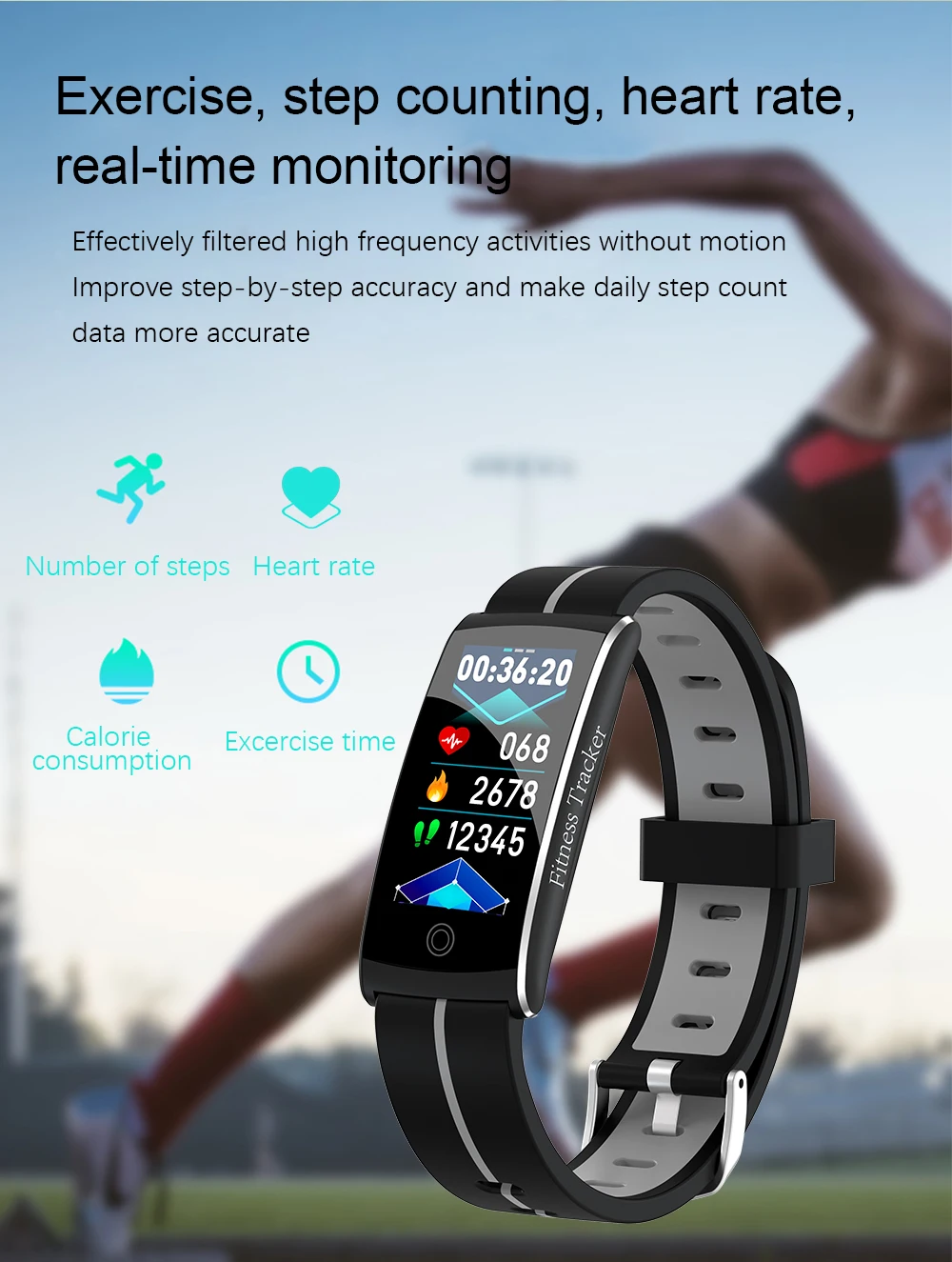 F10C Smart Bracelet Women Men Color Screen Blood Pressure Fitness Tracker Heart Rate Monitor Smart Band Sport for Android IOS (5)