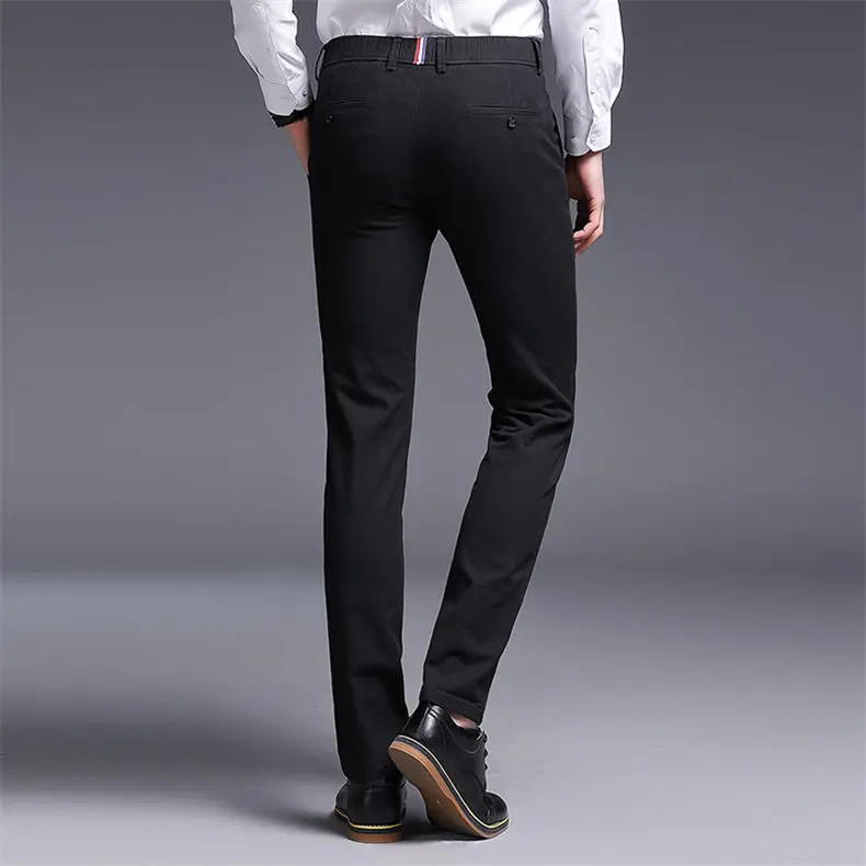 2018 Autumn New Fashion Pants Men Slim Fit Classic Casual Mens Pants Full Length Male Pants Black Blue Cream Plus Size 38 40-03