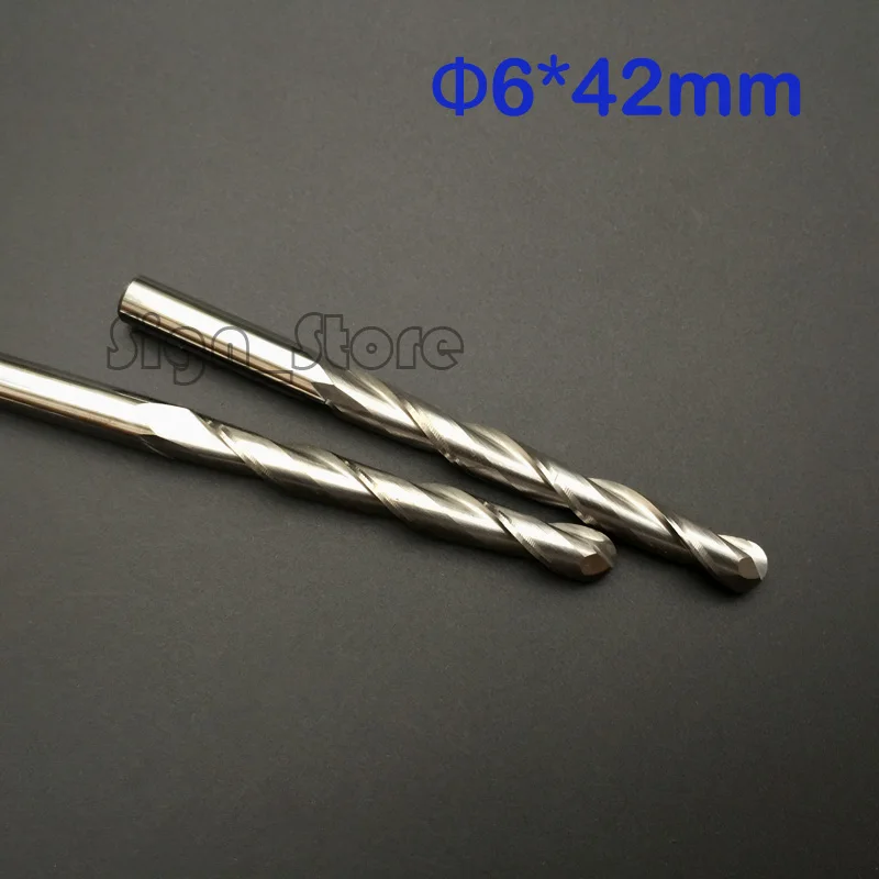 

2pcs 6mm *42mm Extend Length Longer ballnose Two Flutes Spiral End Mills round Double Flute Milling Cutter Spiral PVC Cutter