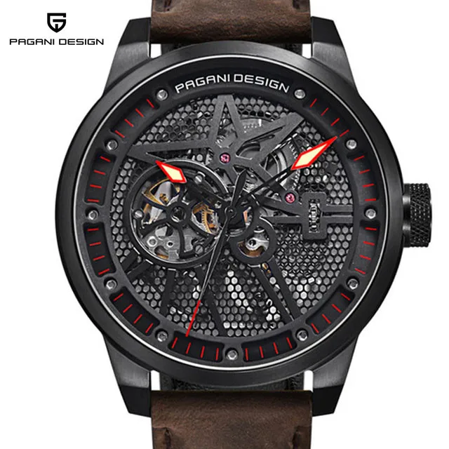 

New Men Watch Fashion Luxury Brand Pagani Leather Tourbillon Watch Automatic Wristwatch Men Mechanical Watches Relogio Masculino