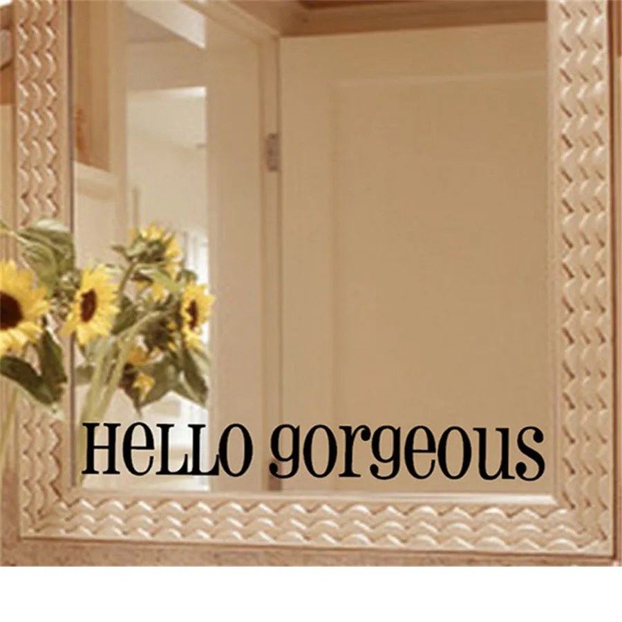 Hello Gorgeous Inspiron Quotes Wall Stickers Girls Mirror Multi Sizes Wall Decal For Toliet Shower Room Home Decoration (6)