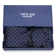 Подарочная коробка мужской галстук шелк жаккард тканый галстук носовой платок Запонки Наборы для формальной Свадебная деловая вечеринка