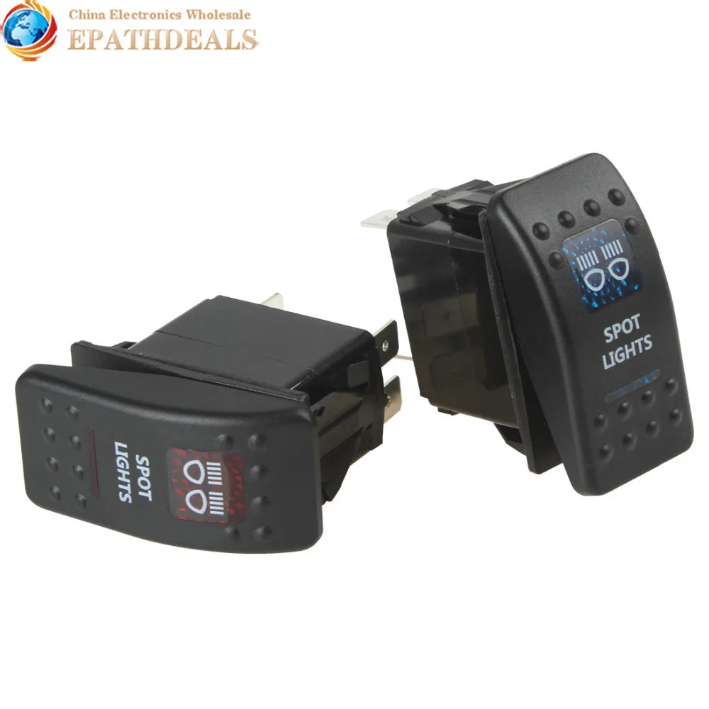 Waterproof Carling Style Spot Light Rocker Switch 12V 20A / 24V 10A 5