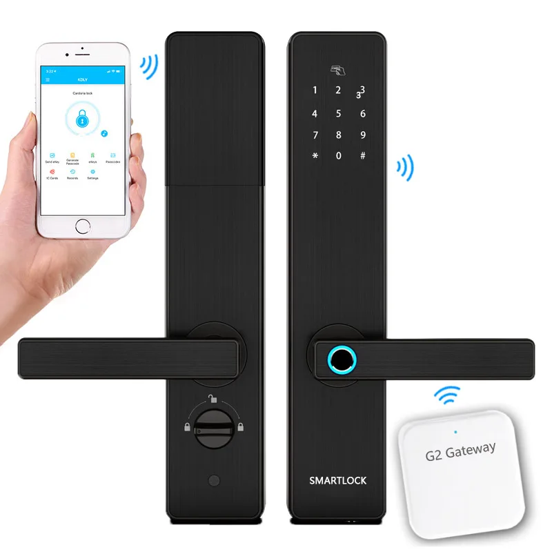 

App Bluetooth Wifi Gateway Doorlock Fingerprint Smart Lock Passcode IC Card Locks Anti-theft Indoor Electronic Locks D9 2019 NEW