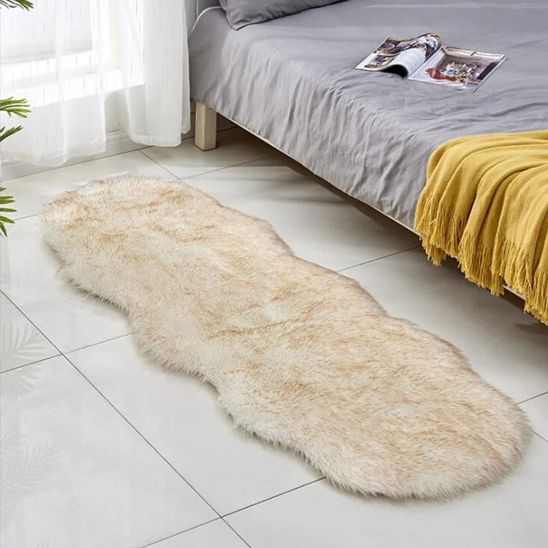 Искусственный коврик из овчины мягкий удобный роскошный меховой ковер для спальни Пушистый Коврик для гостиной - Цвет: Golden