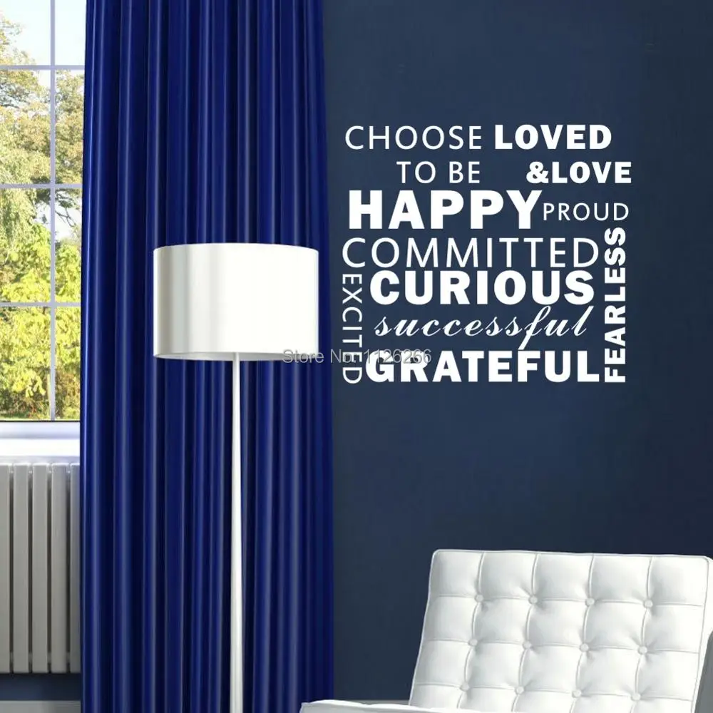 Happy Proud Committed Curious Vinyl Wall Stickers Art Home Room Decor