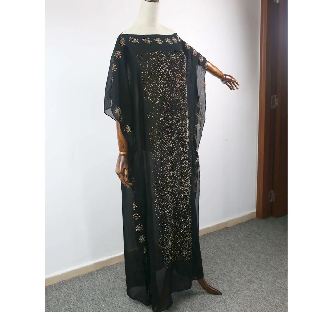 Длина 135 см дизайн Базен шифон Длинные клеящиеся алмазные рукава Дашики Платье африканские платья женские африканские для леди одежда в