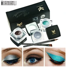 Женский 3 шт Huamianli мини гелевая подводка для глаз с 2 кисти для косметического макияжа черная жизнь водонепроницаемый 70922