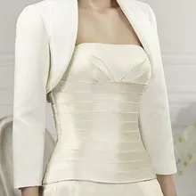 Easttg атласный отложной воротник белый/слоновой кости свадебные куртки 3/4 рукав свадебное болеро/обертывание на заказ