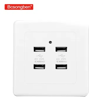 

luxury 4A 5v dc 36v/220V 4 ports USB plug Wall pop power Socket Home Wall Electrical Charger For Charging outlet socket