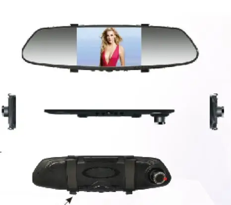 

4.3" Automobiles Car 3 recording camera inside +front +rear camera Vehicle traveling data recorder Car mirror DVR Dash 3 Camera